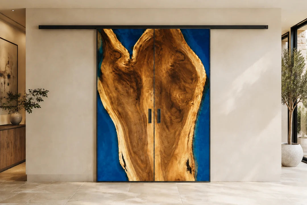 Blue Canyon Sapphire Blue Epoxy Double Sliding Door DR05