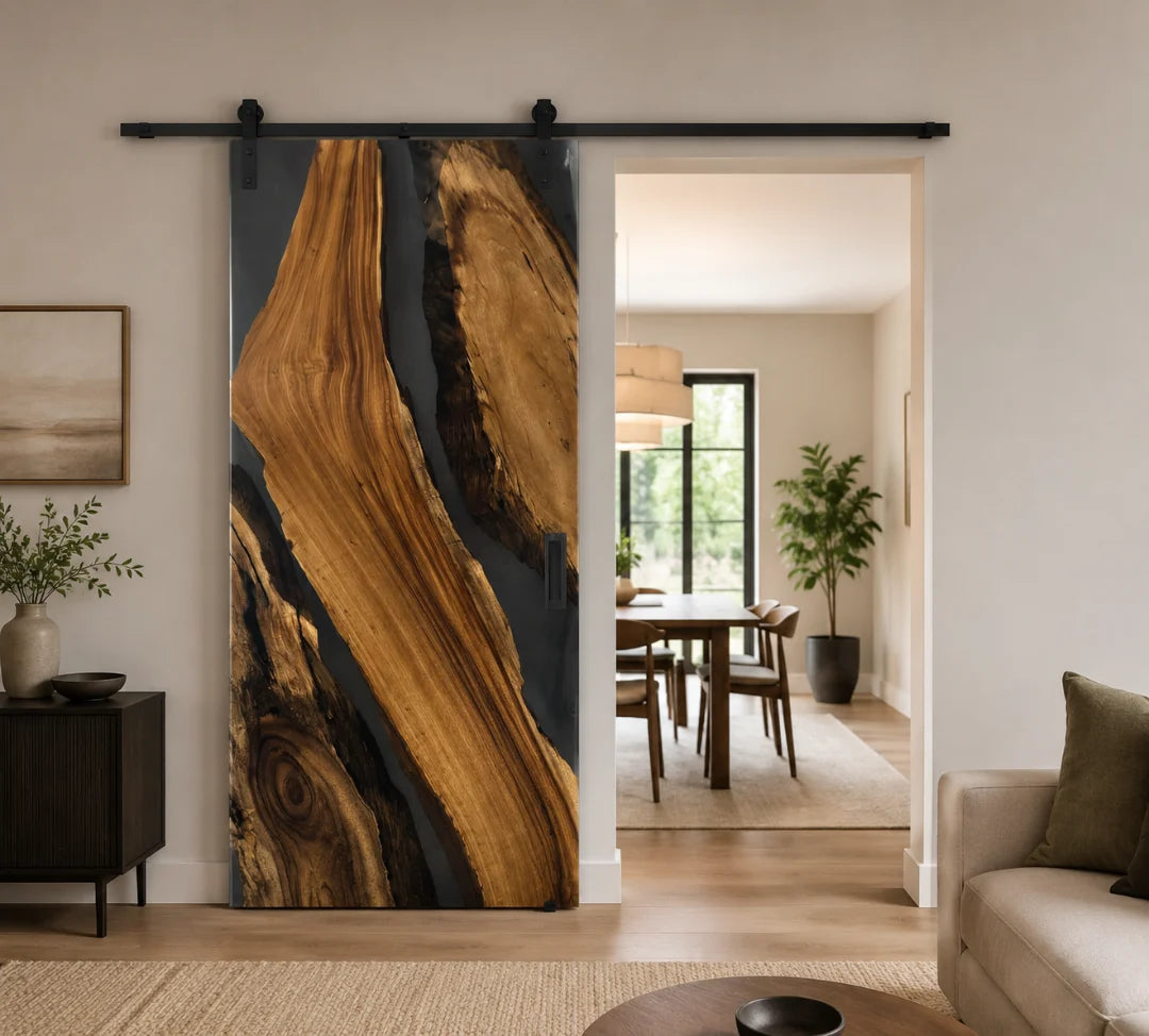 Smoke Bend Smoky Gray Epoxy Sliding Door DR06