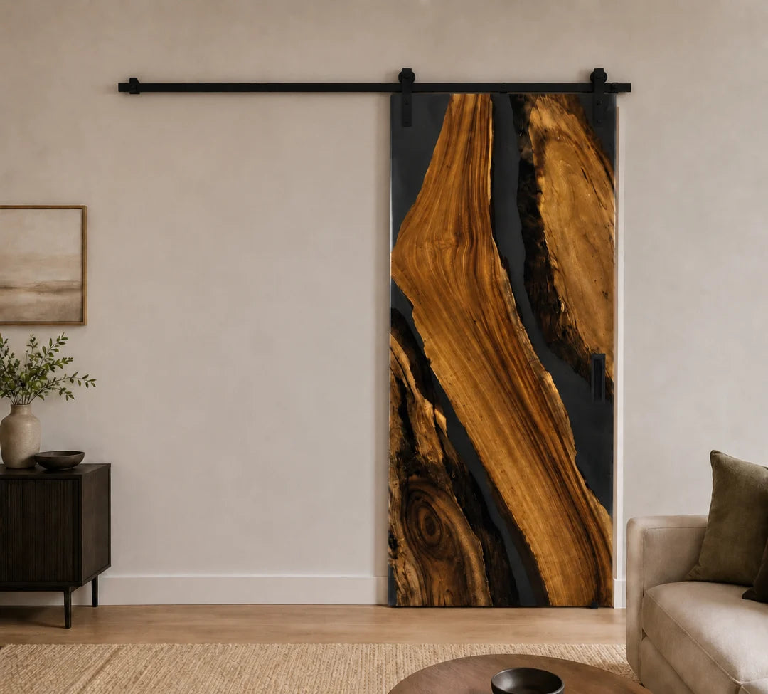 Smoke Bend Smoky Gray Epoxy Sliding Door DR06