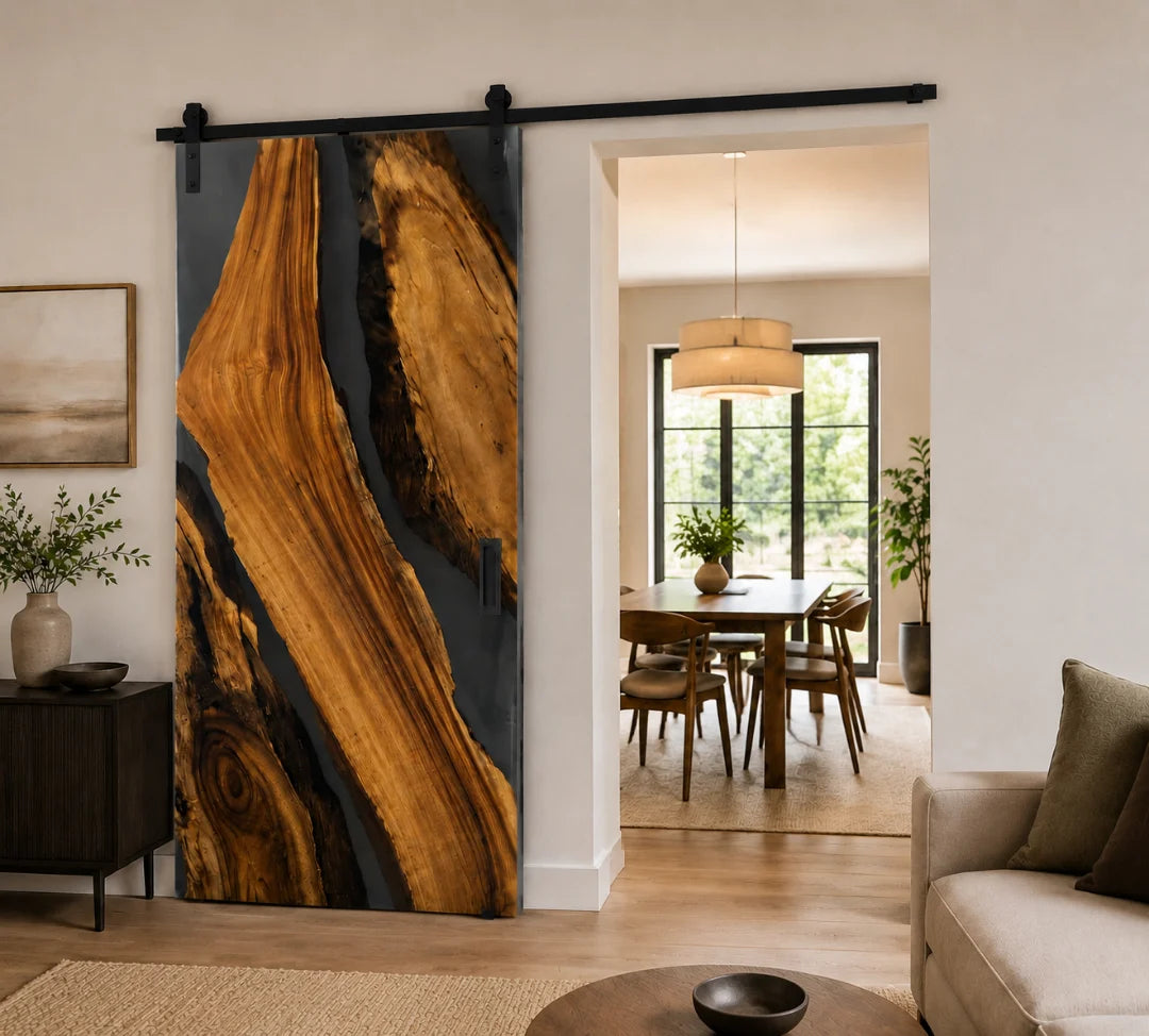 Smoke Bend Smoky Gray Epoxy Sliding Door DR06