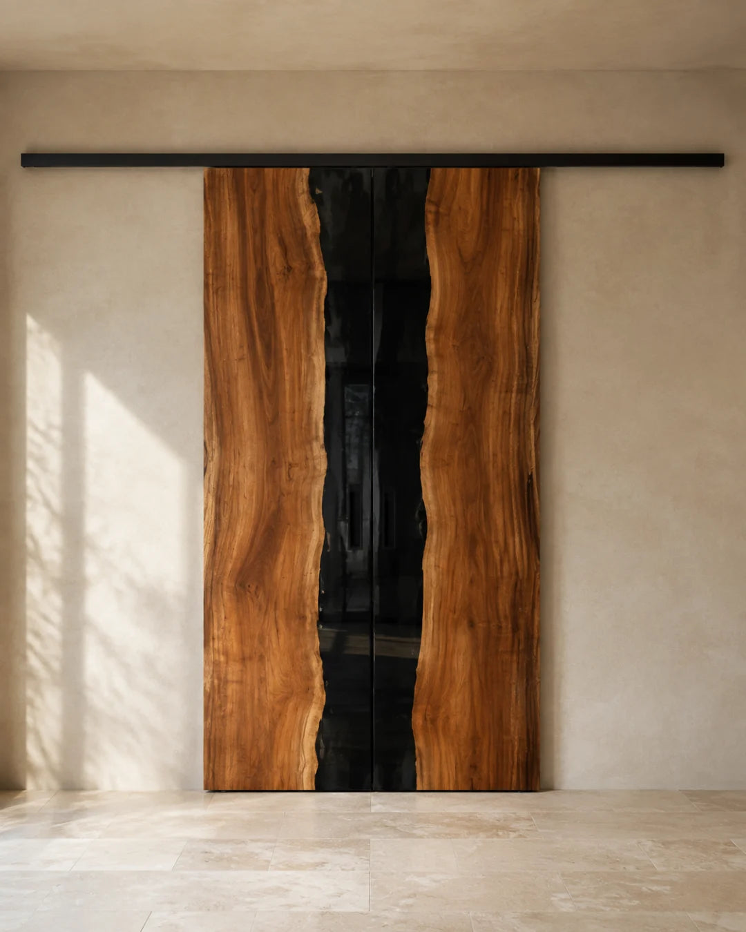 Midnight Spine Jet Black Epoxy Sliding Door DR07