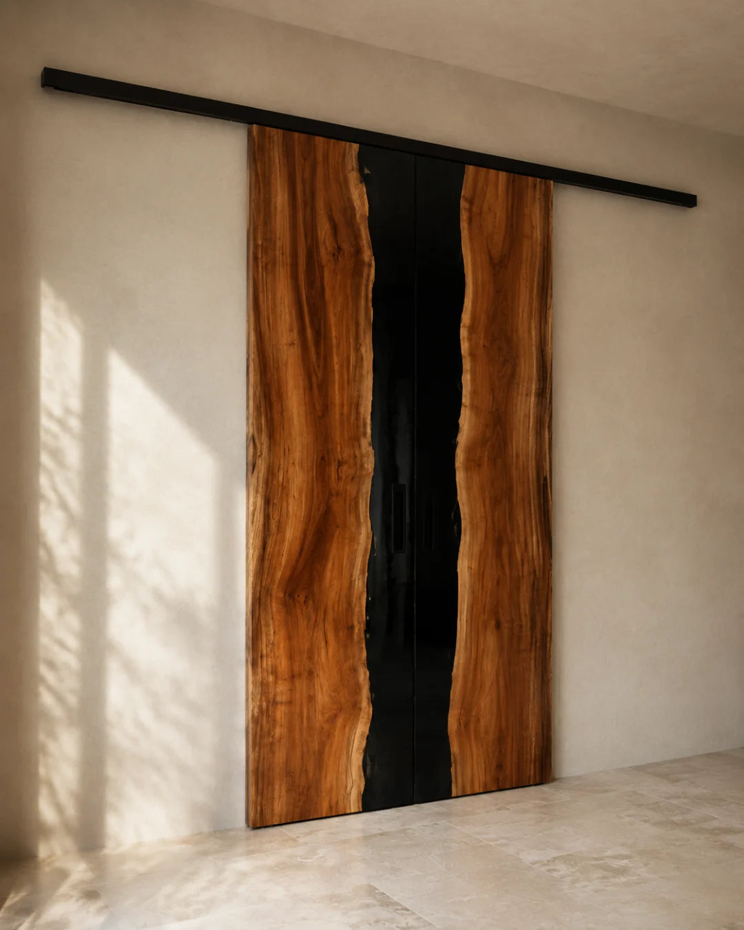 Midnight Spine Jet Black Epoxy Sliding Door DR07