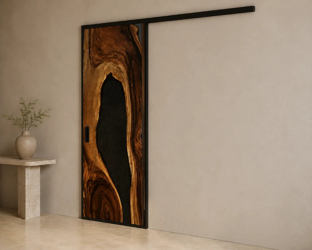 Black Hollow Smoky Black Epoxy Sliding Door DR08