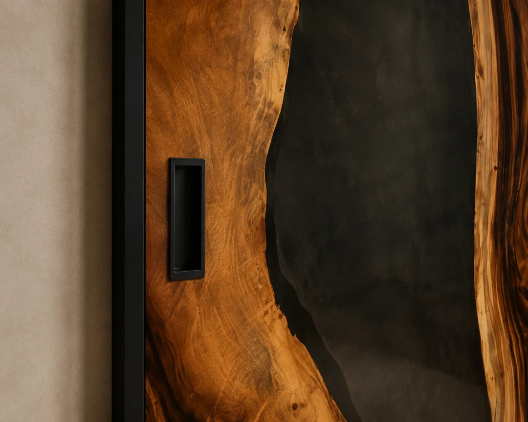 Black Hollow Smoky Black Epoxy Sliding Door DR08