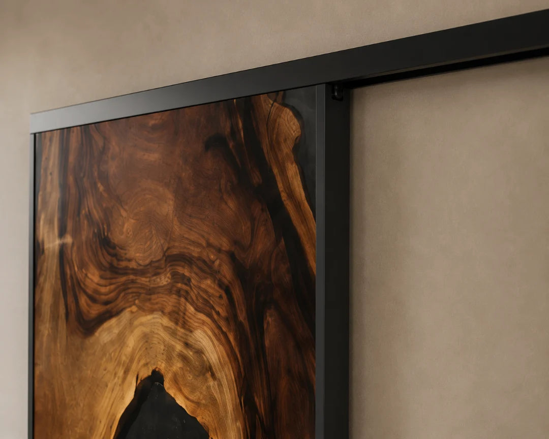 Black Hollow Smoky Black Epoxy Sliding Door DR08