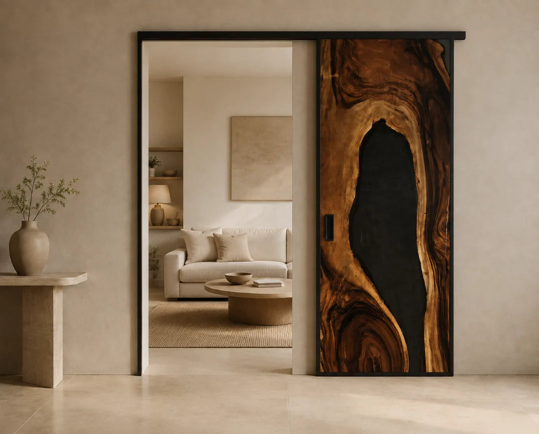 Black Hollow Smoky Black Epoxy Sliding Door DR08
