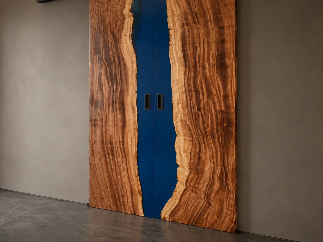 Ocean Spine Ocean Blue Epoxy Double Sliding Door DR09