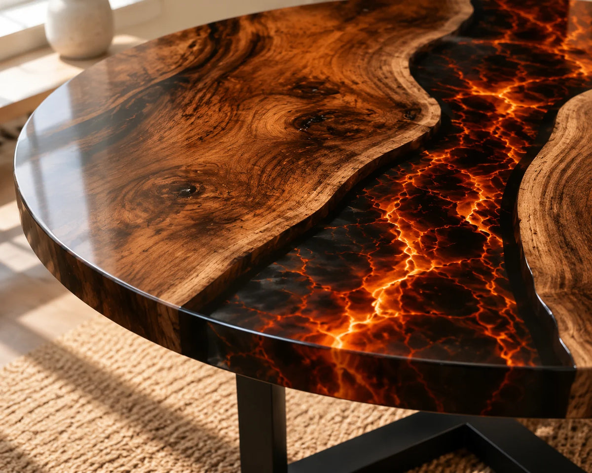 Aurorawoodart Custom Walnut  Epoxy Dining  Lava  Table DT102