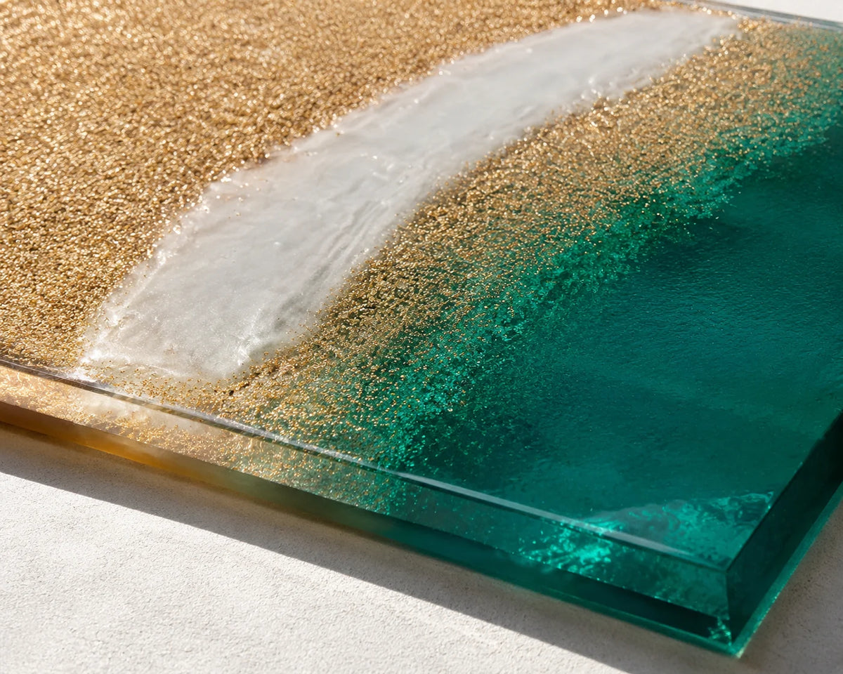 Aurorawoodart Custom Green Epoxy Ocean Dining Table DT114