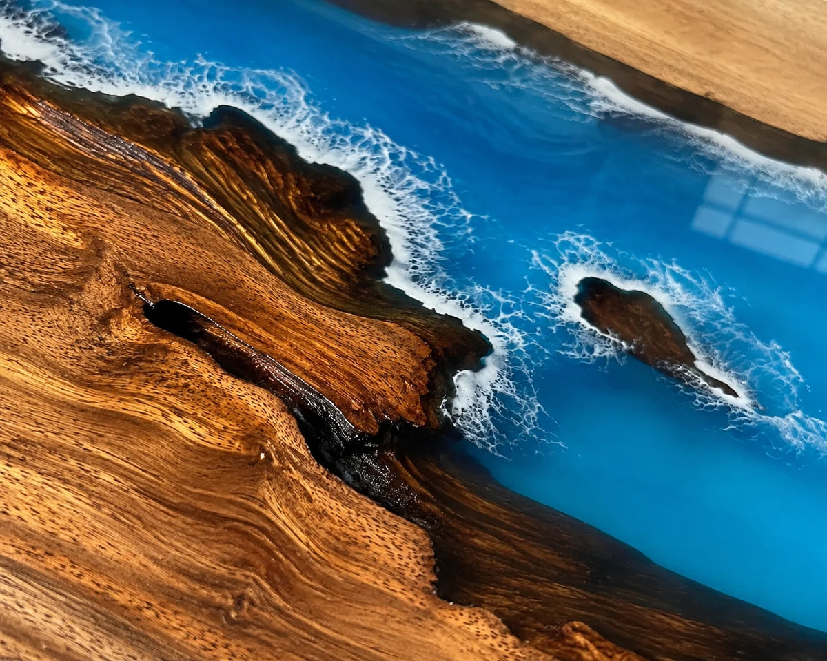 Aurorawoodart Custom Walnut Waves Beach Dining Table DT120