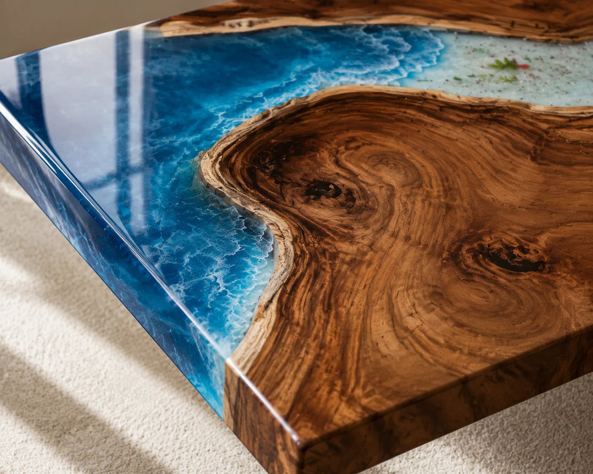 Aurorawoodart Custom Walnut Waves Beach Dining Table DT124