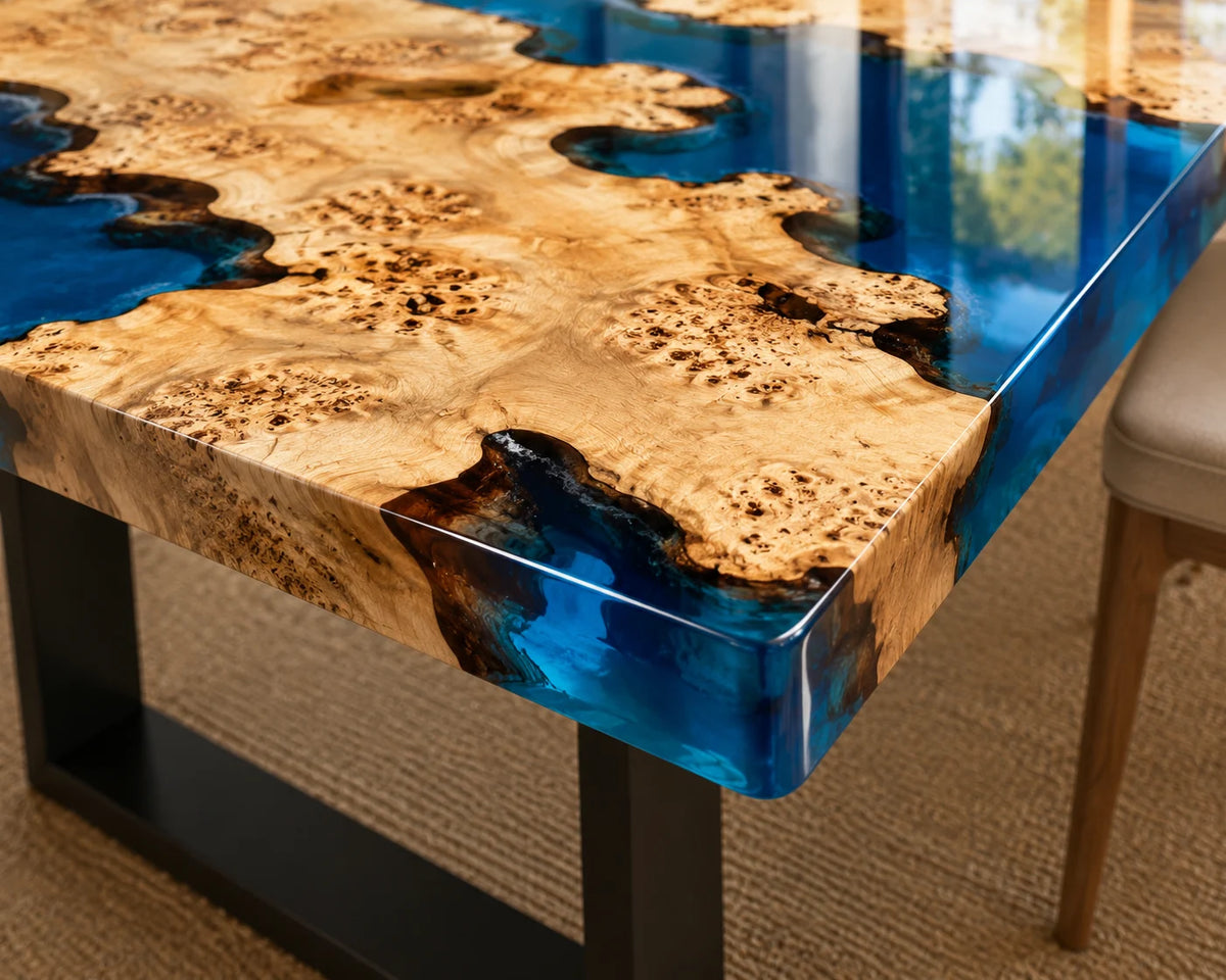 Aurorawoodart Custom Poplar Waves Beach Dining Table DT125