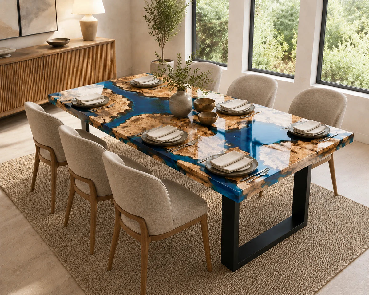 Aurorawoodart Custom Poplar Waves Beach Dining Table DT125