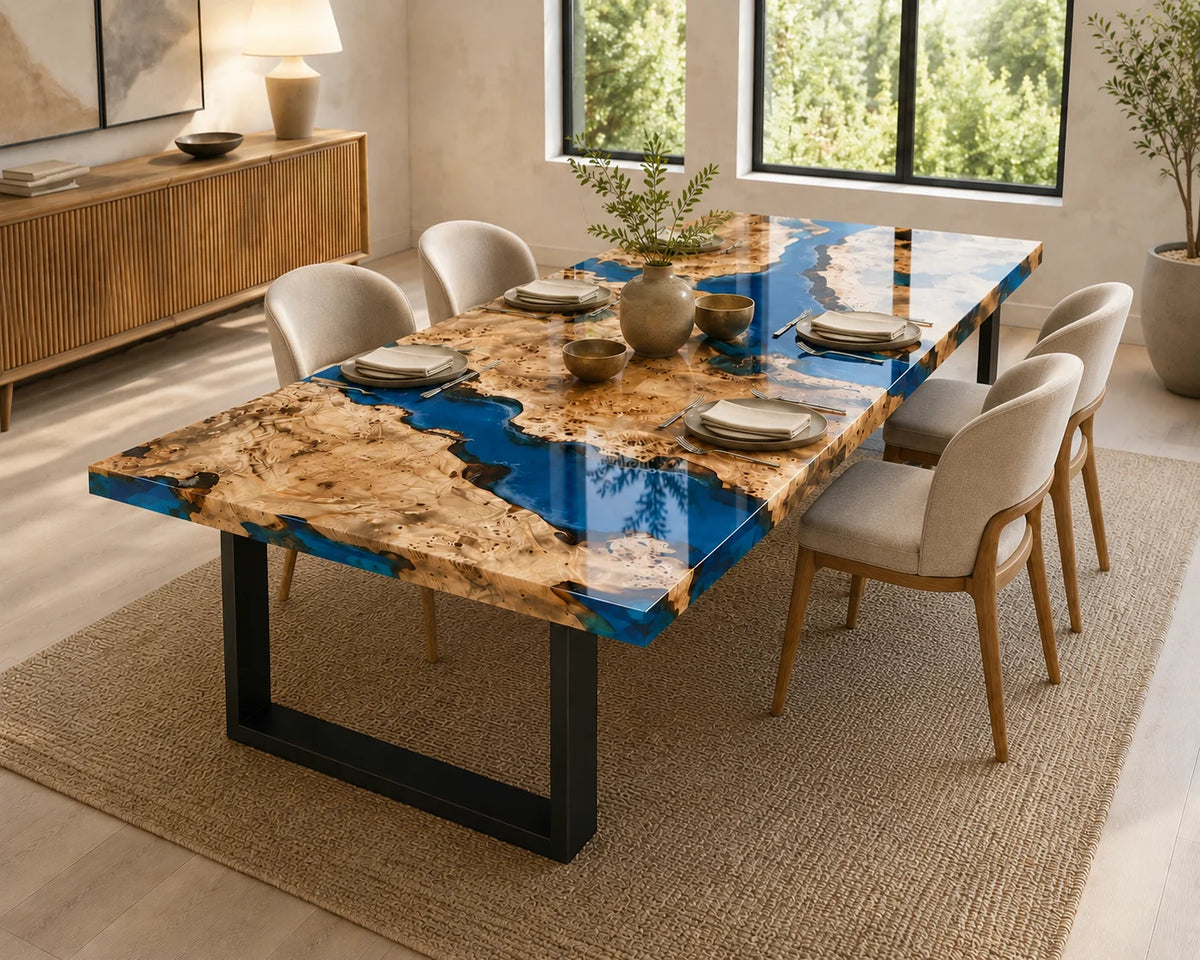 Aurorawoodart Custom Poplar Waves Beach Dining Table DT125