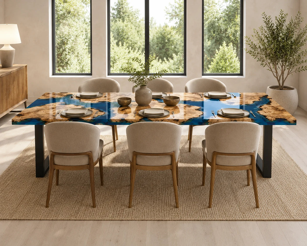 Aurorawoodart Custom Poplar Waves Beach Dining Table DT125
