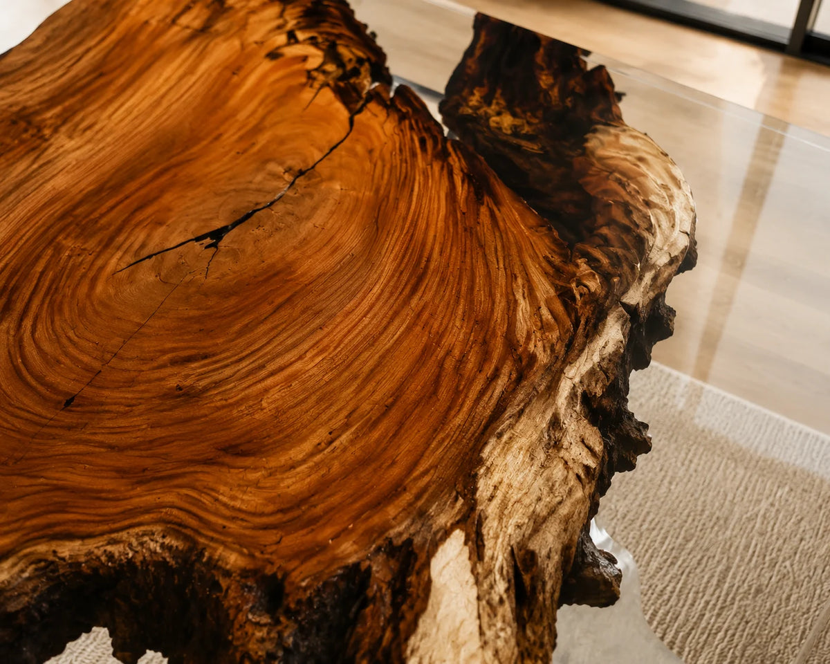 Aurorawoodart Custom Walnut Clear Epoxy Live Edge Dining Table DT126