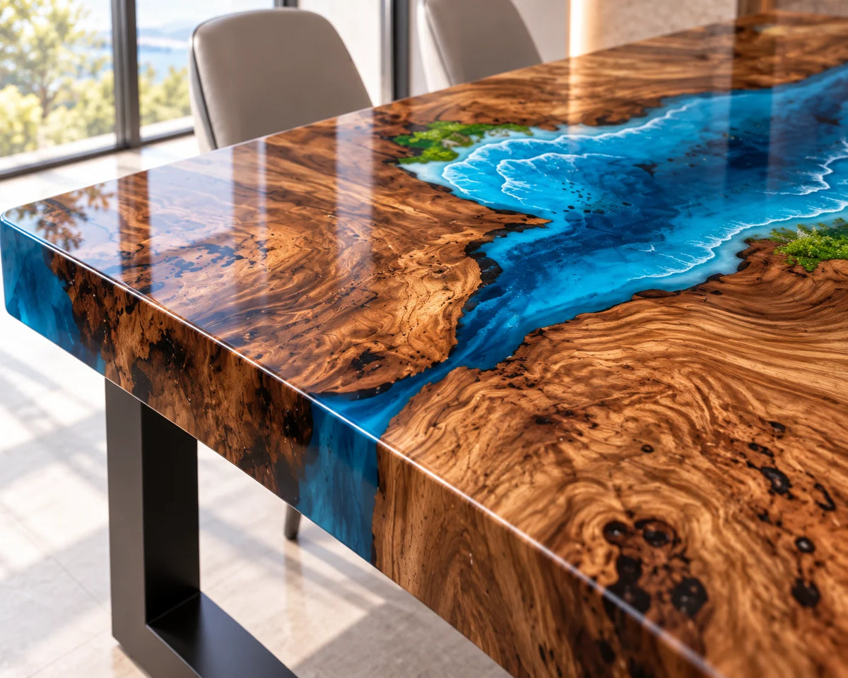 Aurorawoodart Custom Walnut Waves Beach Dining Table DT134