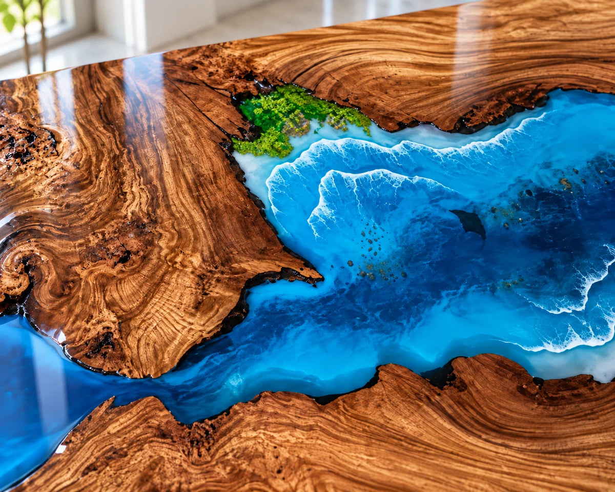 Aurorawoodart Custom Walnut Waves Beach Dining Table DT134