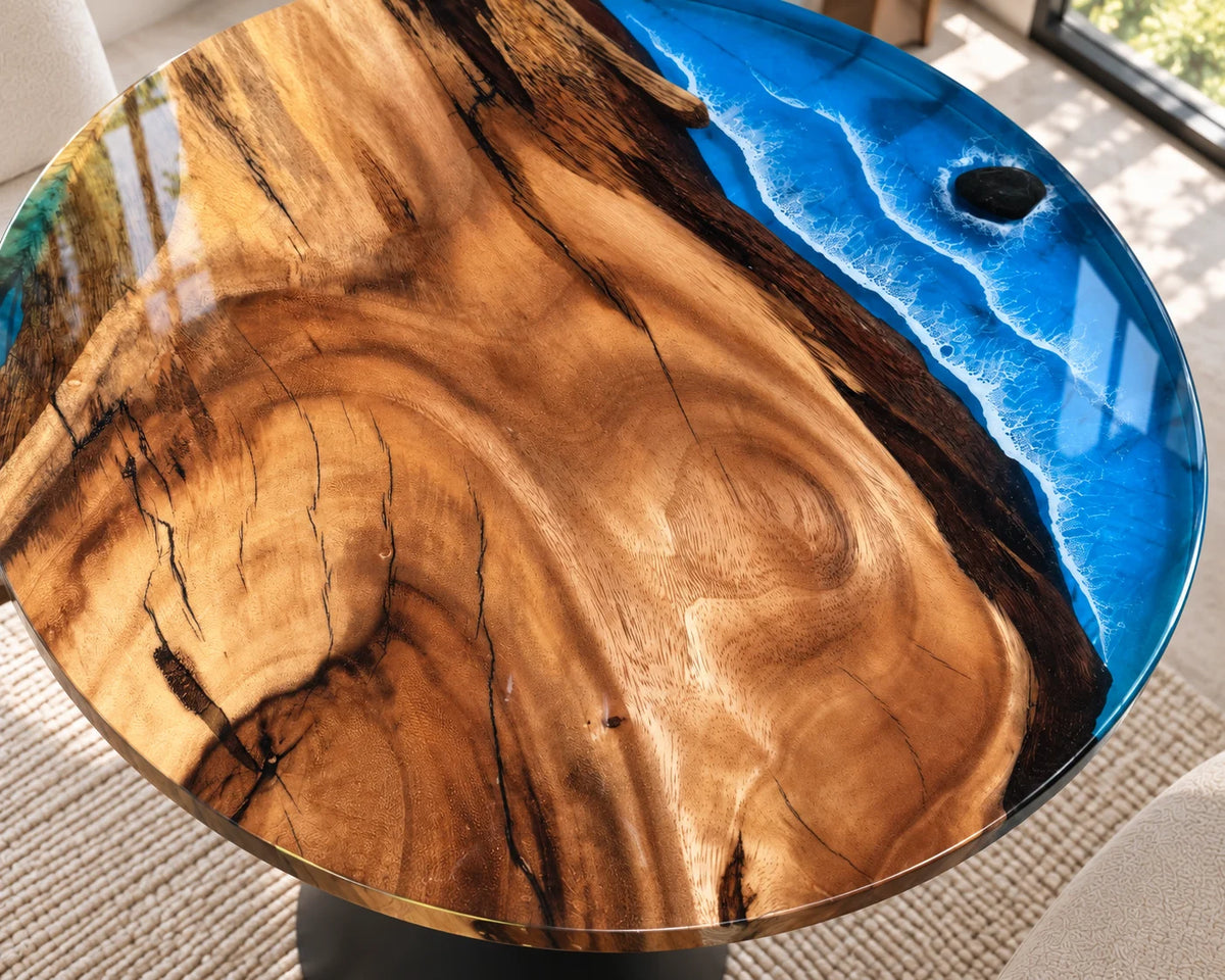 Aurorawoodart Custom Walnut Waves Beach Dining Table DT138