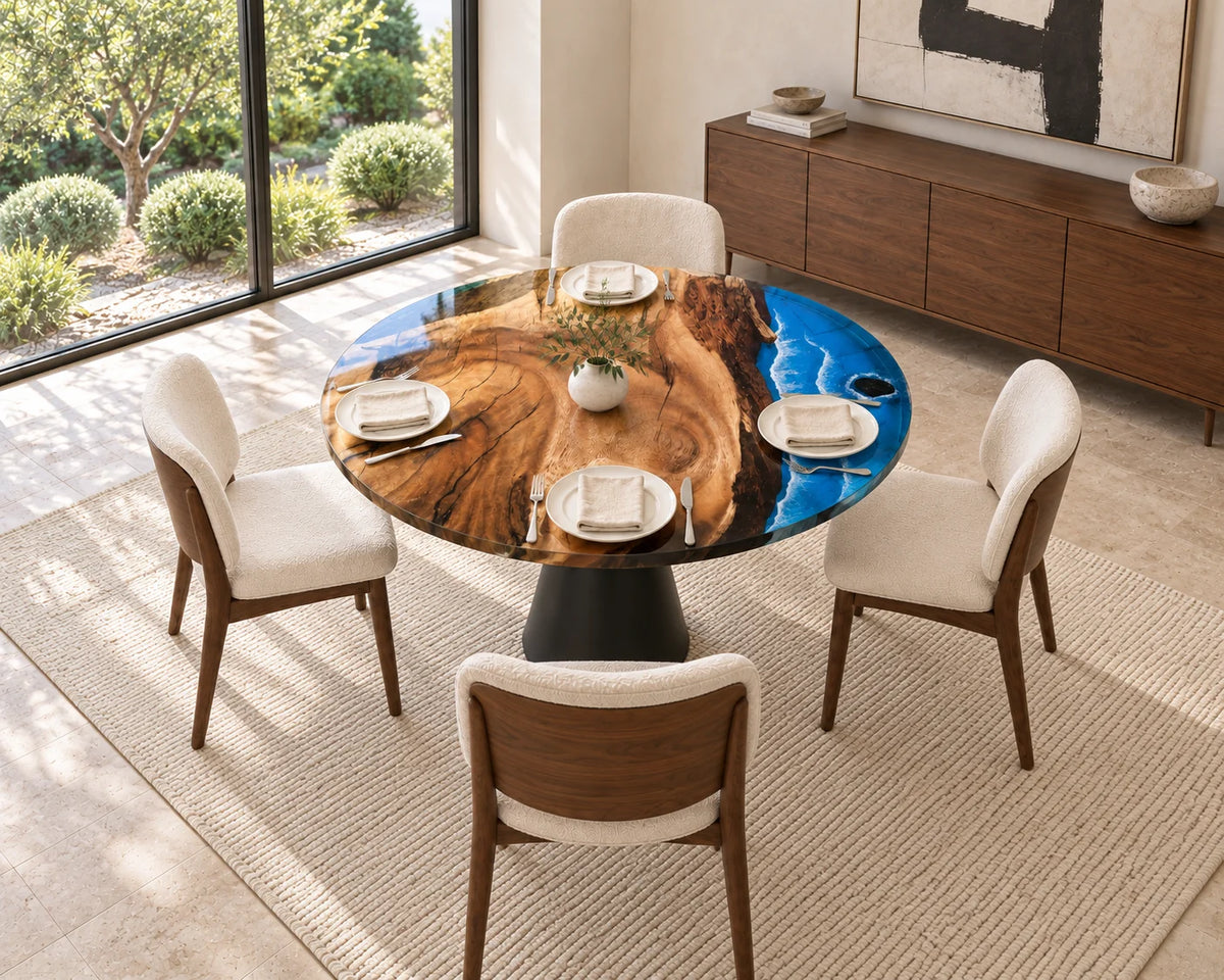 Aurorawoodart Custom Walnut Waves Beach Dining Table DT138