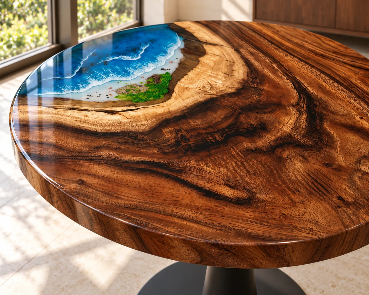 Aurorawoodart Custom Walnut Waves Beach Dining Table DT141