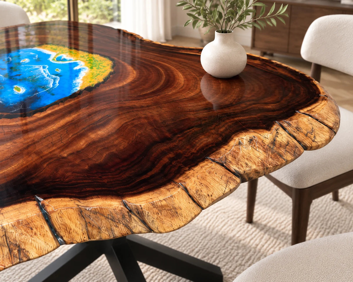 Aurorawoodart Custom Walnut Waves Beach Dining Table DT143