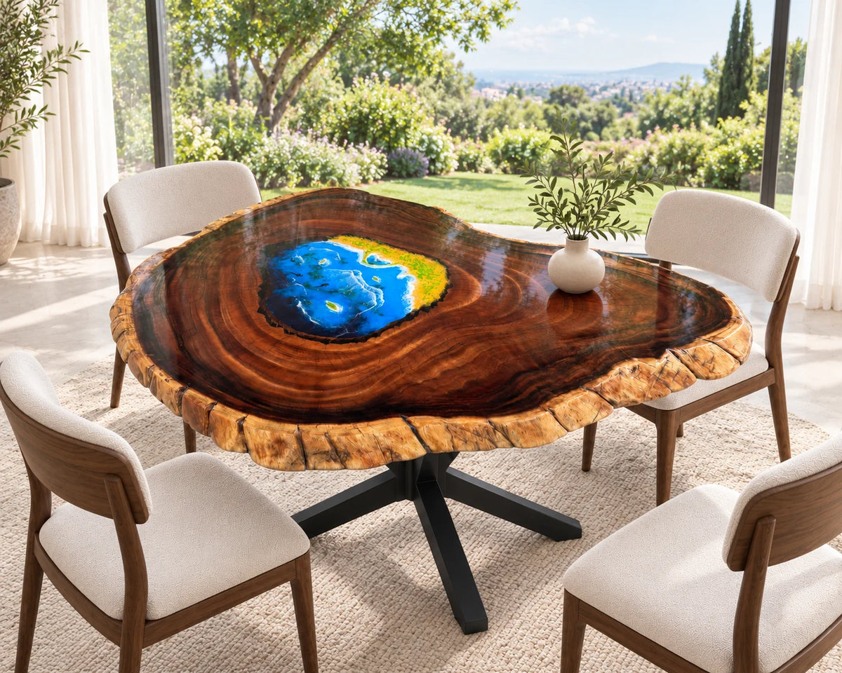 Aurorawoodart Custom Walnut Waves Beach Dining Table DT143