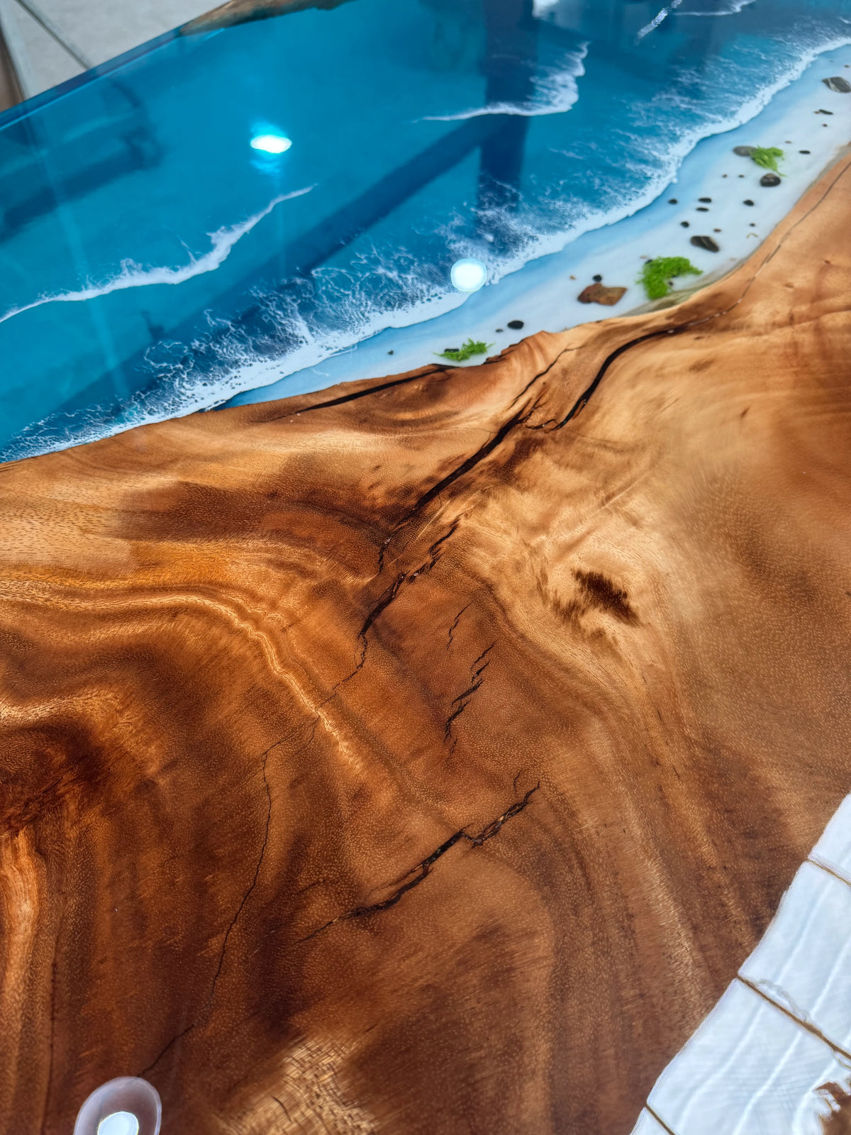 Aurorawoodart Custom Walnut Waves Beach Dining Table DT146