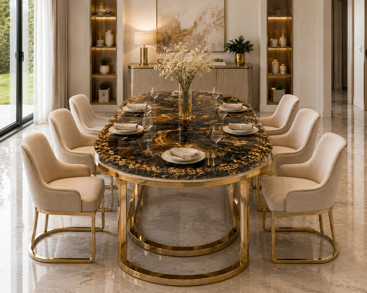 Aurorawoodart Custom Black Luxury Epoxy Dining Table DT84