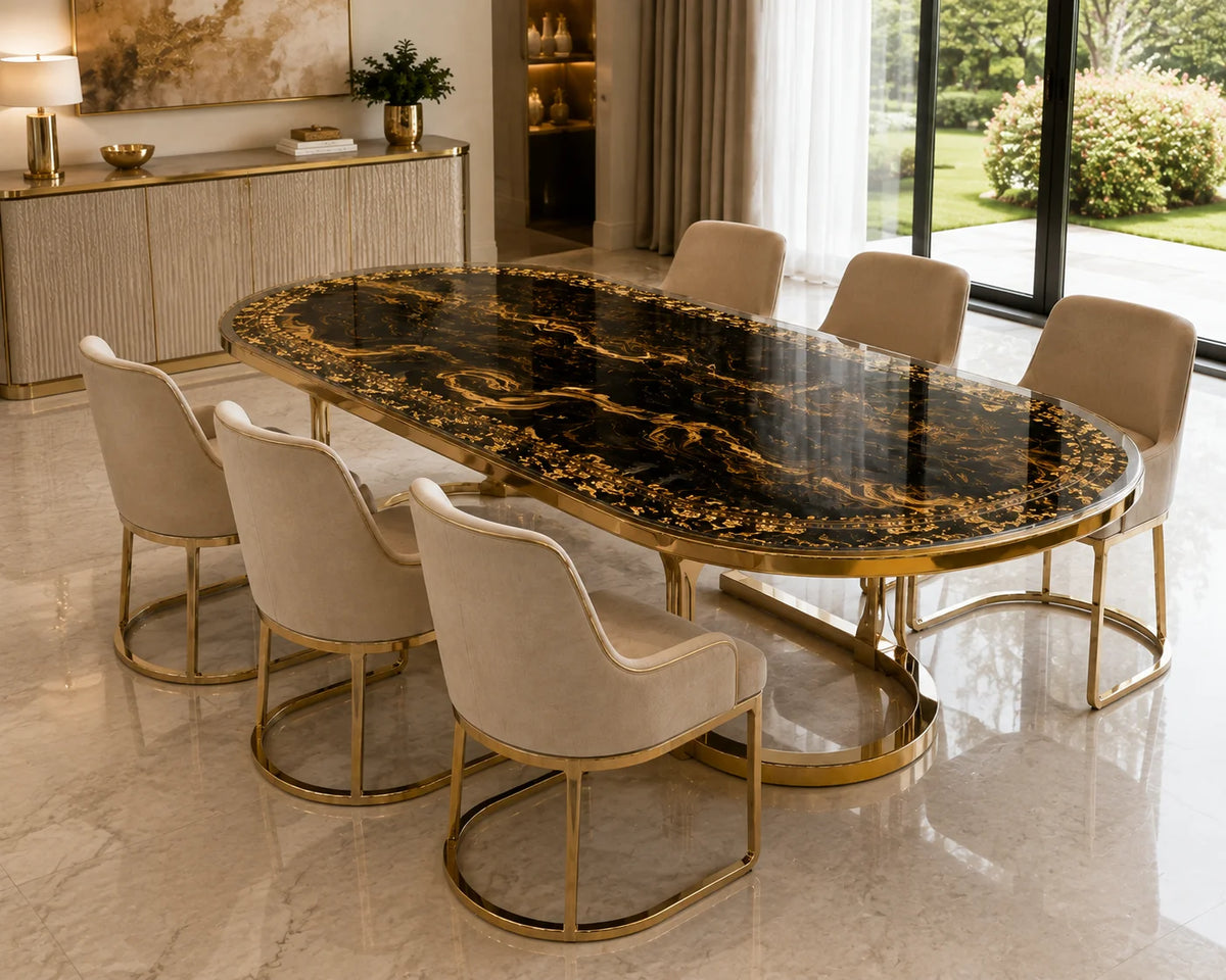 Aurorawoodart Custom Black Luxury Epoxy Dining Table DT84