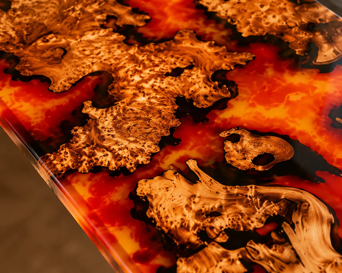 Aurorawoodart Custom Cedar Burl  Epoxy Lava Dining Table DT93