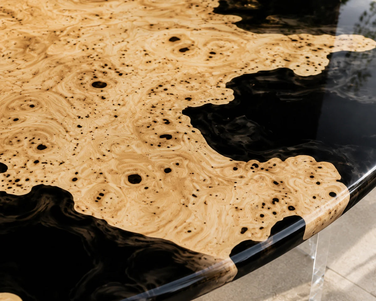 Aurorawoodart Custom Poplar Black Epoxy Live Edge Dining Table DT96