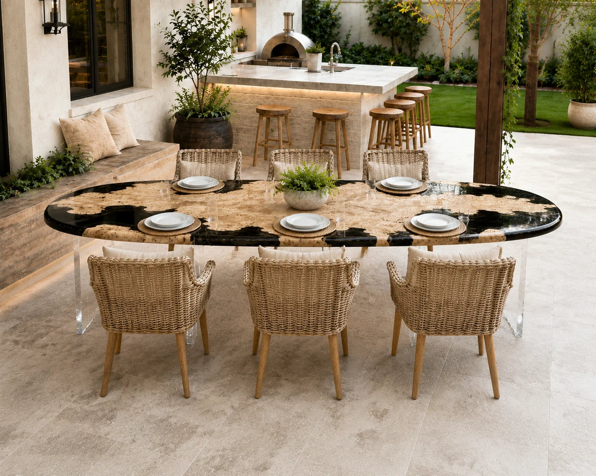 Aurorawoodart Custom Poplar Black Epoxy Live Edge Dining Table DT96