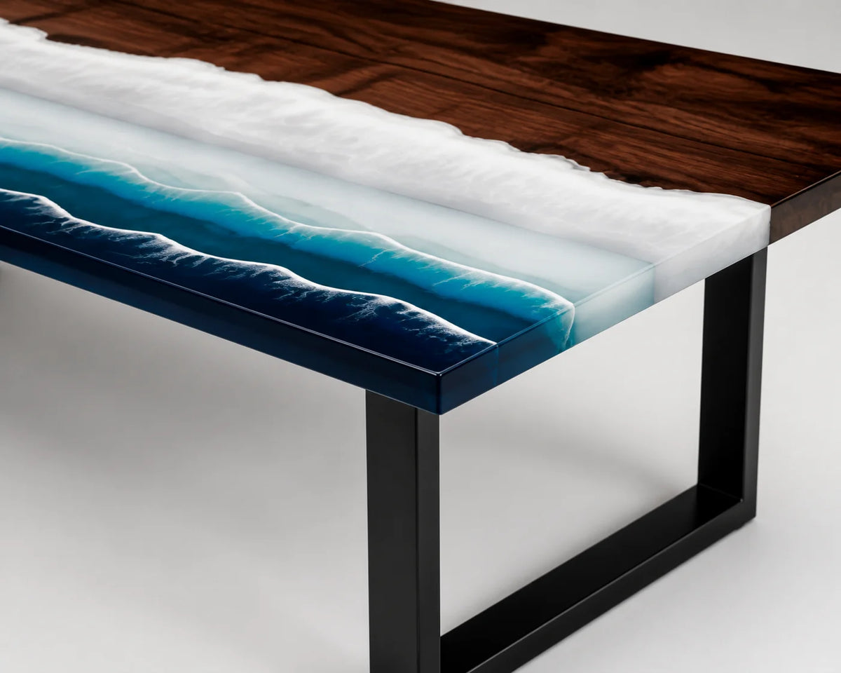 Ocean Tide Black Walnut Epoxy River Dining Table DT01