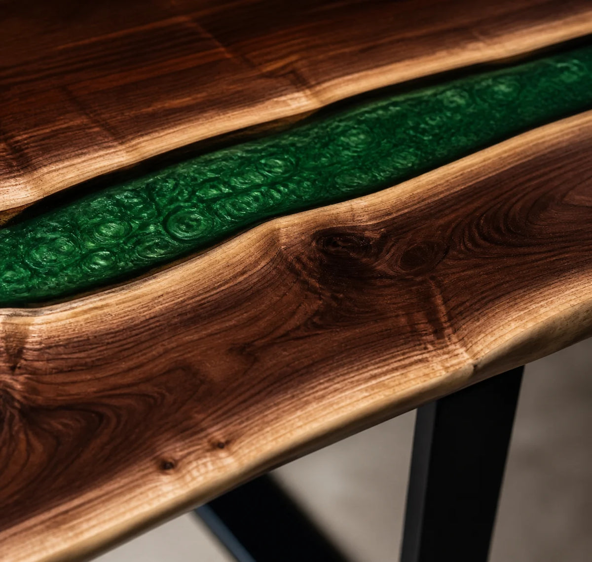 Emerald Grove Black Walnut Epoxy River Dining Table DT03