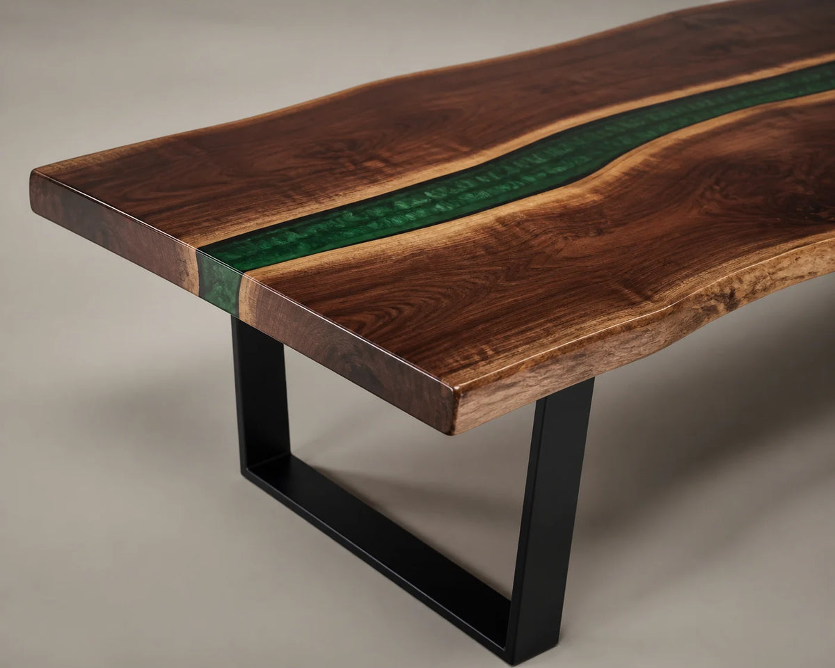 Emerald Grove Black Walnut Epoxy River Dining Table DT03