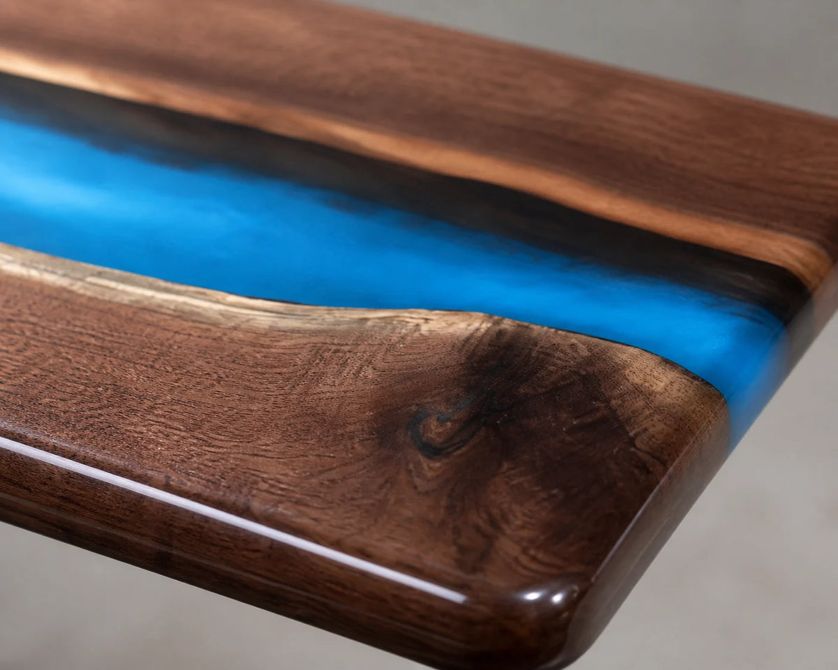 Blue Current Black Walnut Epoxy River Dining Table DT04
