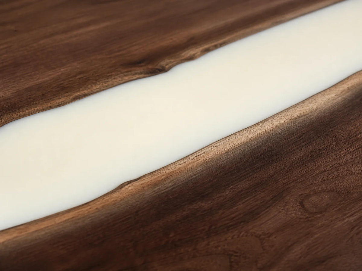 Ivory Rift Black Walnut Epoxy Dining Table DT05