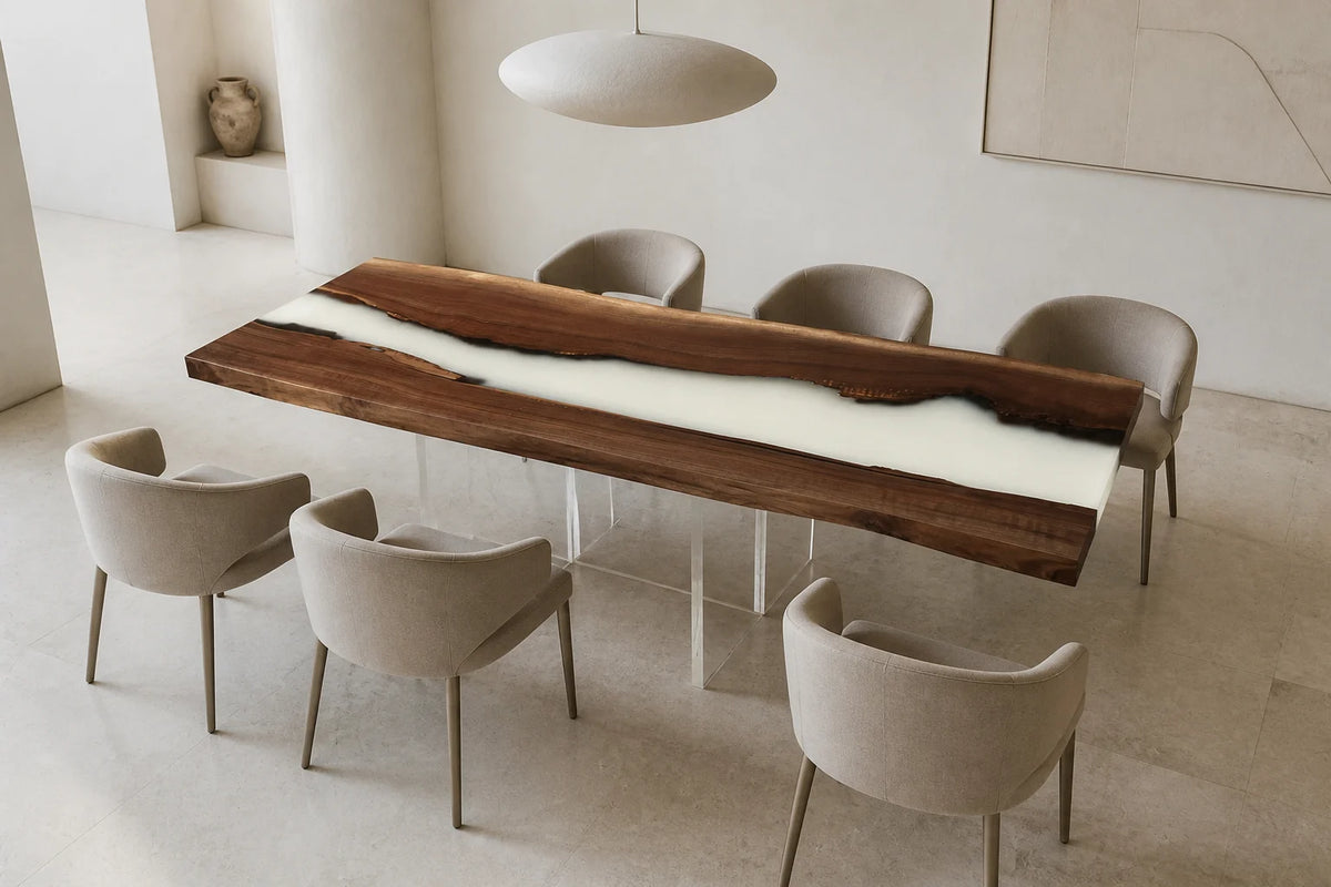Pearl Drift Black Walnut Epoxy Dining Table DT06