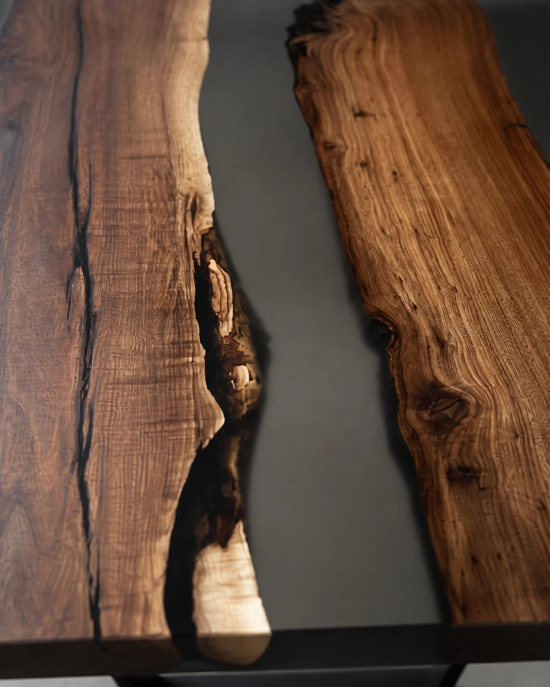 Silver Mist Black Walnut Epoxy River Dining Table DT07