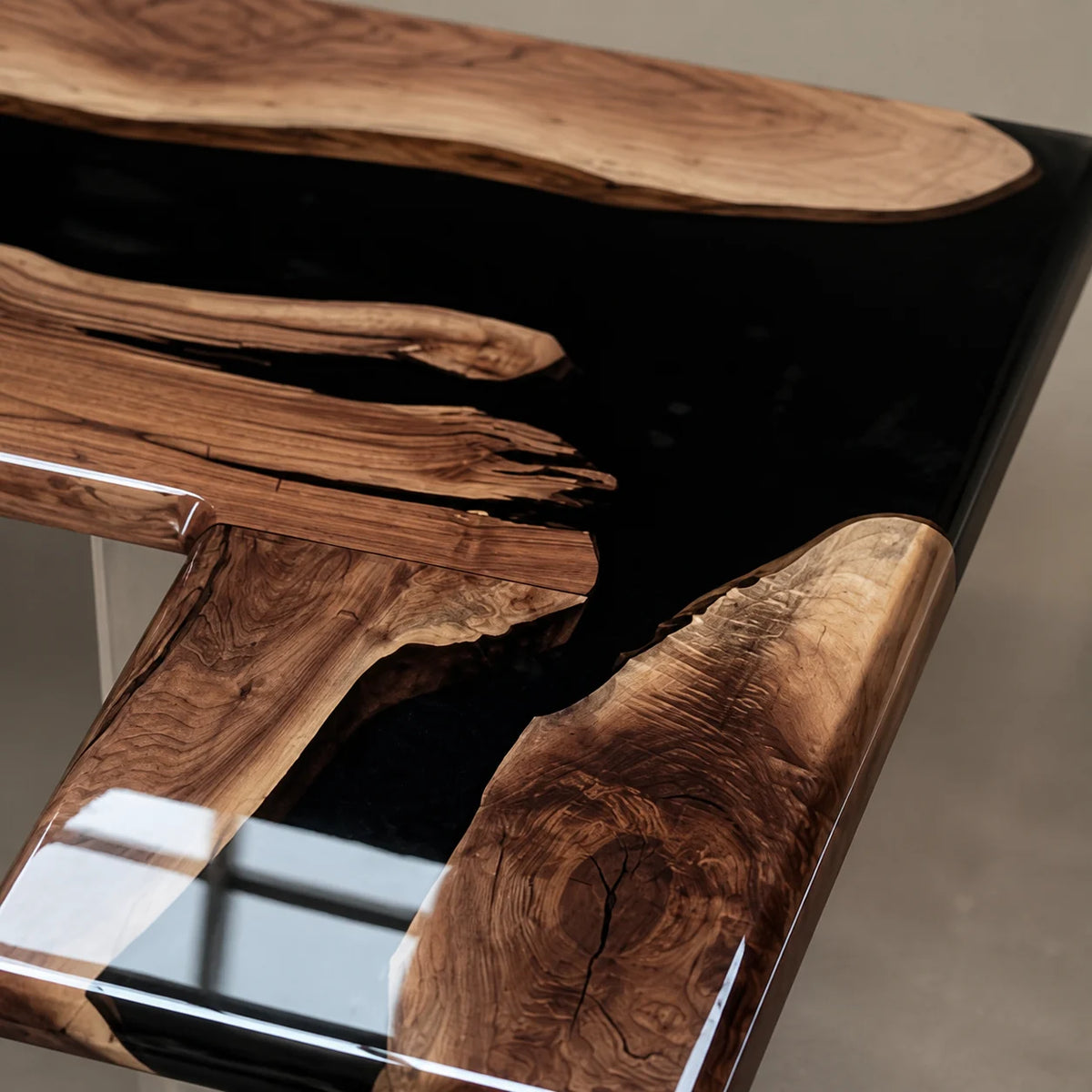 Midnight Edge Black Walnut Epoxy Dining Table DT09