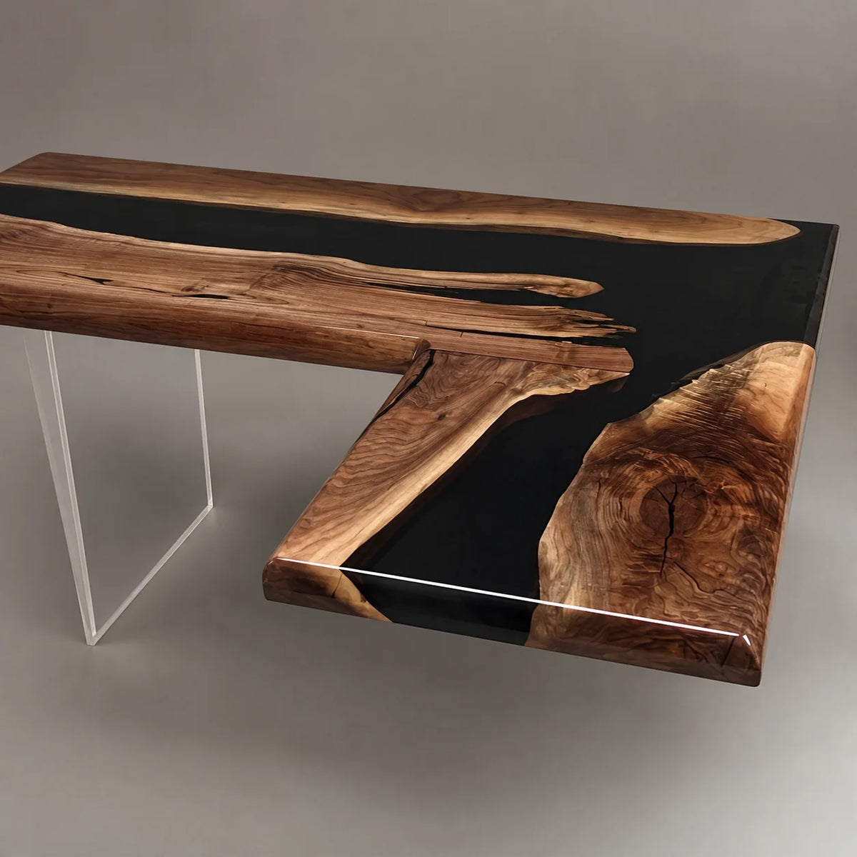 Midnight Edge Black Walnut Epoxy Dining Table DT09