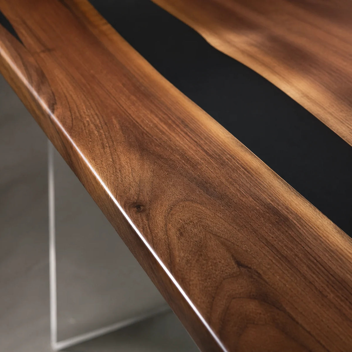 Obsidian Line Black Walnut Epoxy River Dining Table DT10