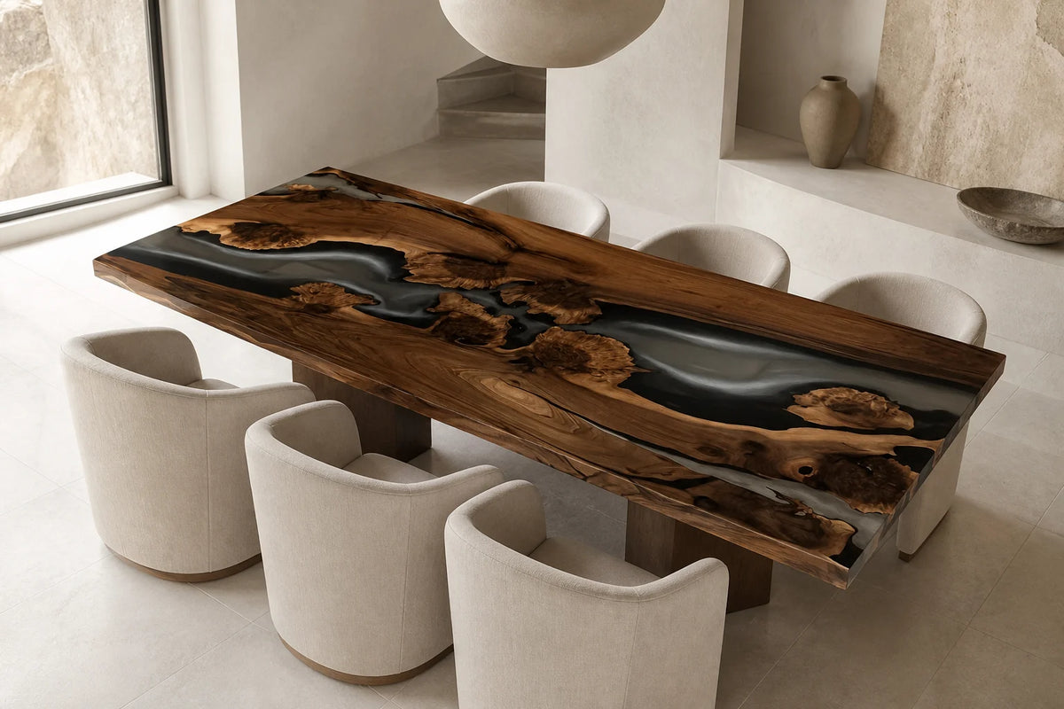 Smoke Canyon Black Walnut Epoxy Dining Table DT11