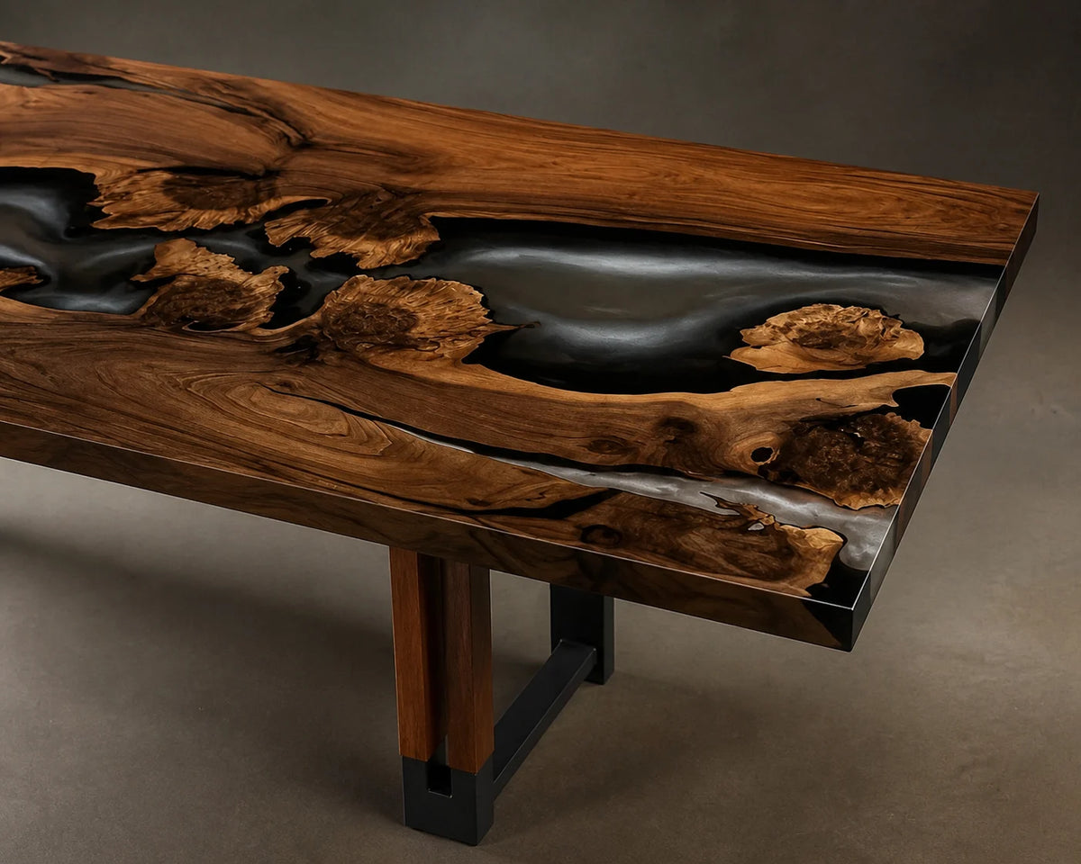 Smoke Canyon Black Walnut Epoxy Dining Table DT11