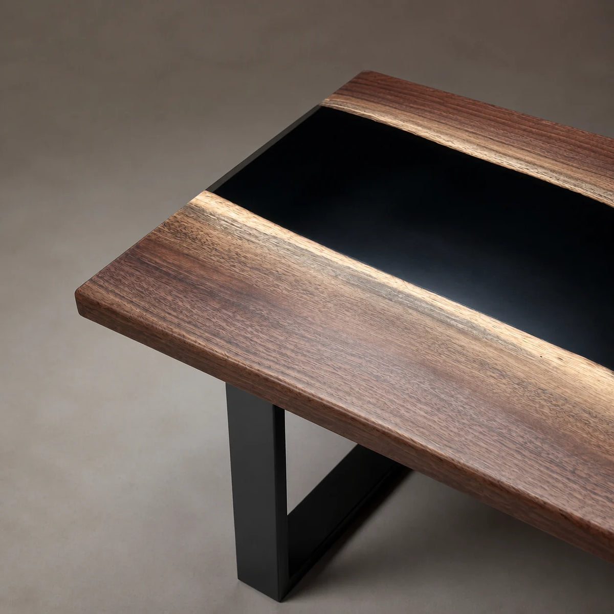 Jet Stream Black Walnut Epoxy River Dining Table DT12