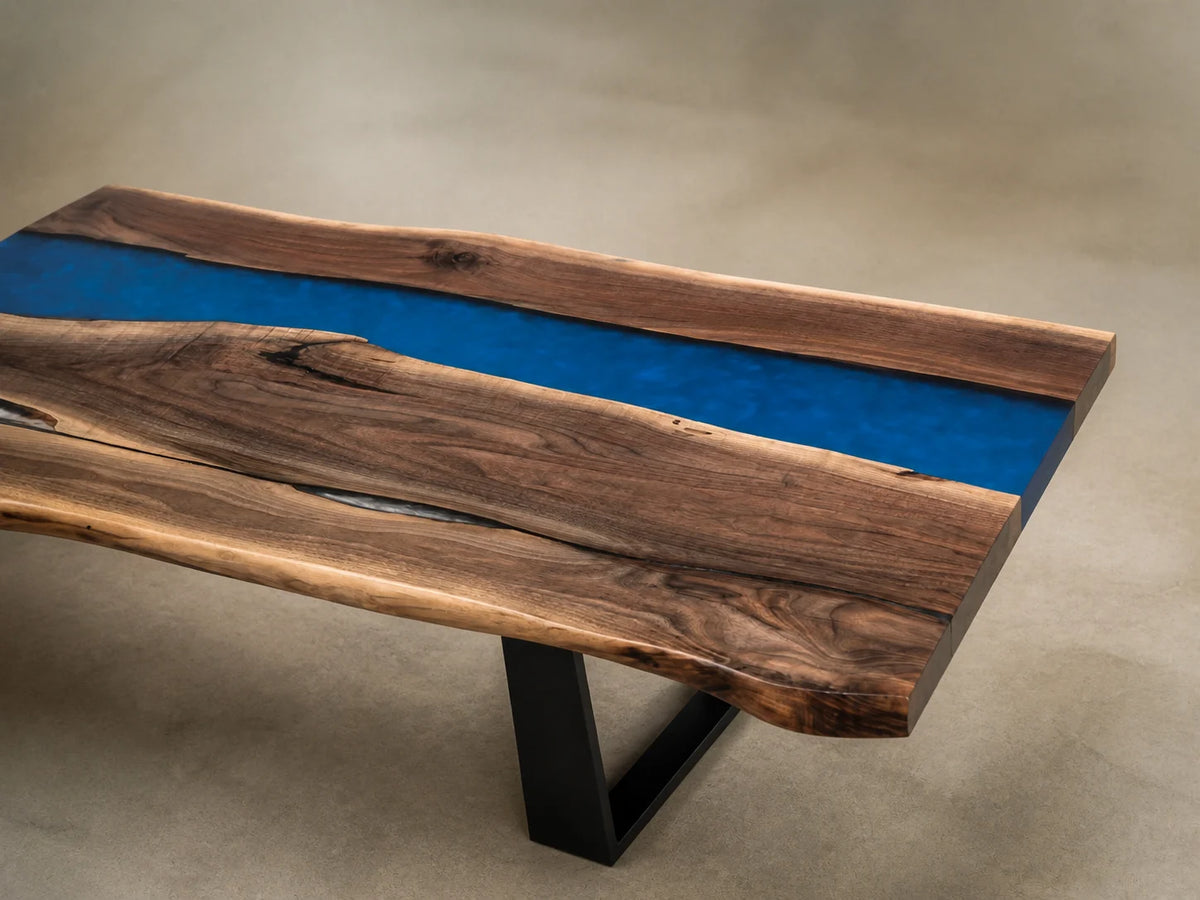 Cobalt Bay Black Walnut Epoxy River Dining Table DT13