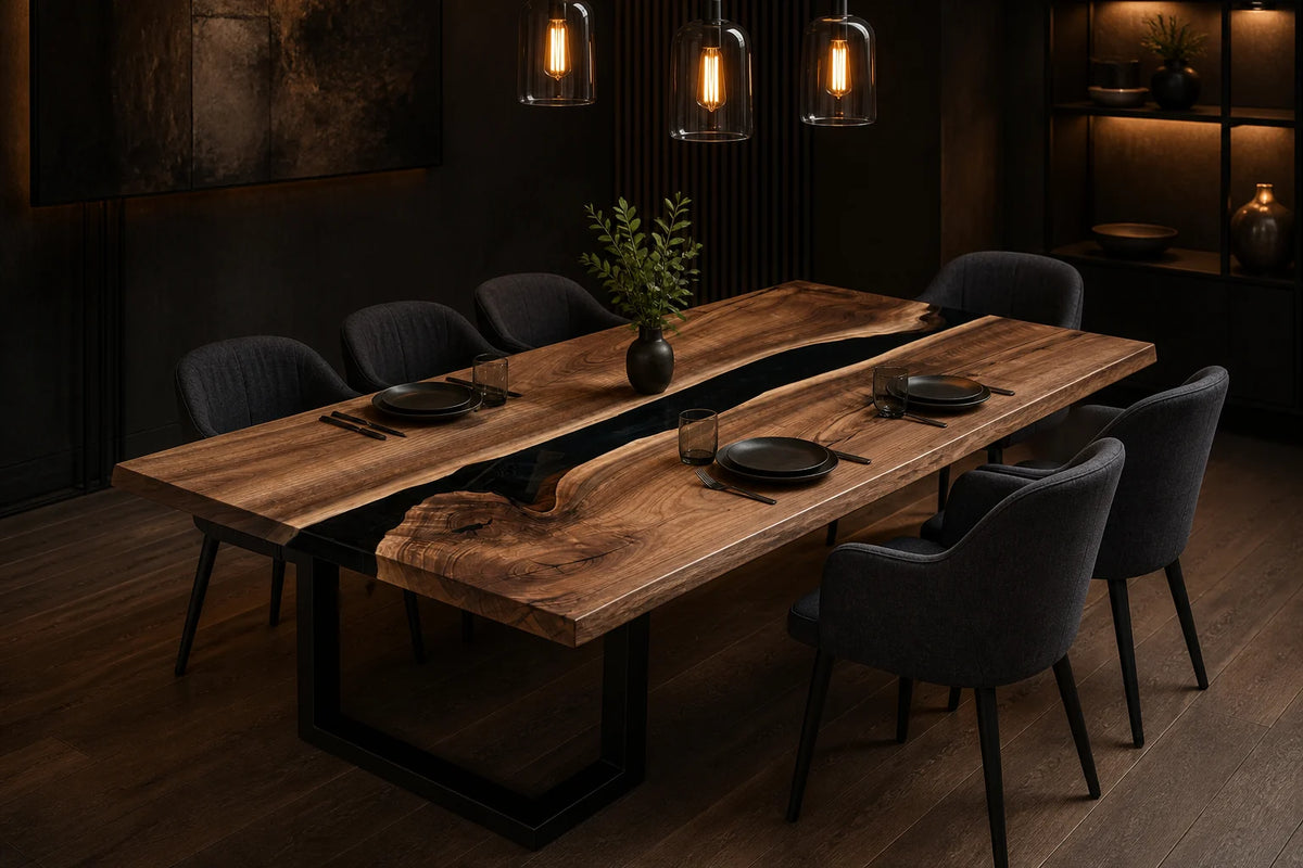Forest Shadow Black Walnut Epoxy Dining Table DT14