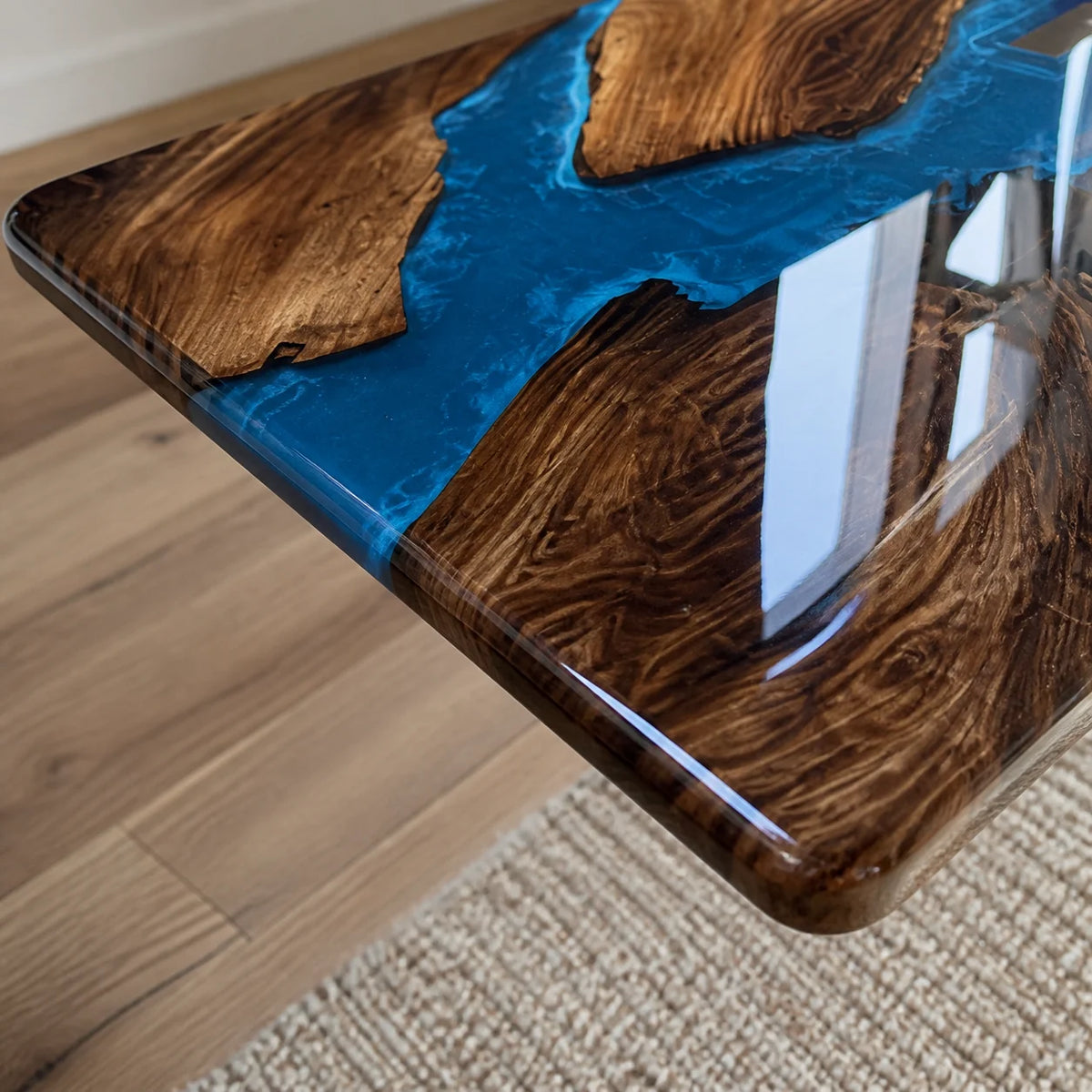 Azure Delta South American Walnut Epoxy Dining Table DT16