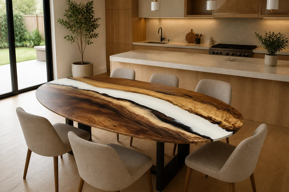 Ivory Canyon South American Walnut Epoxy Dining Table DT18